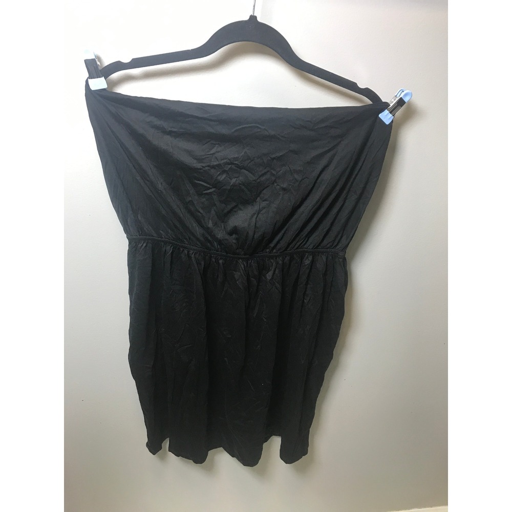 HM Basic Black Strapless Tube Dress XL Cotton Modal Empire Waist Mini Summer NWT